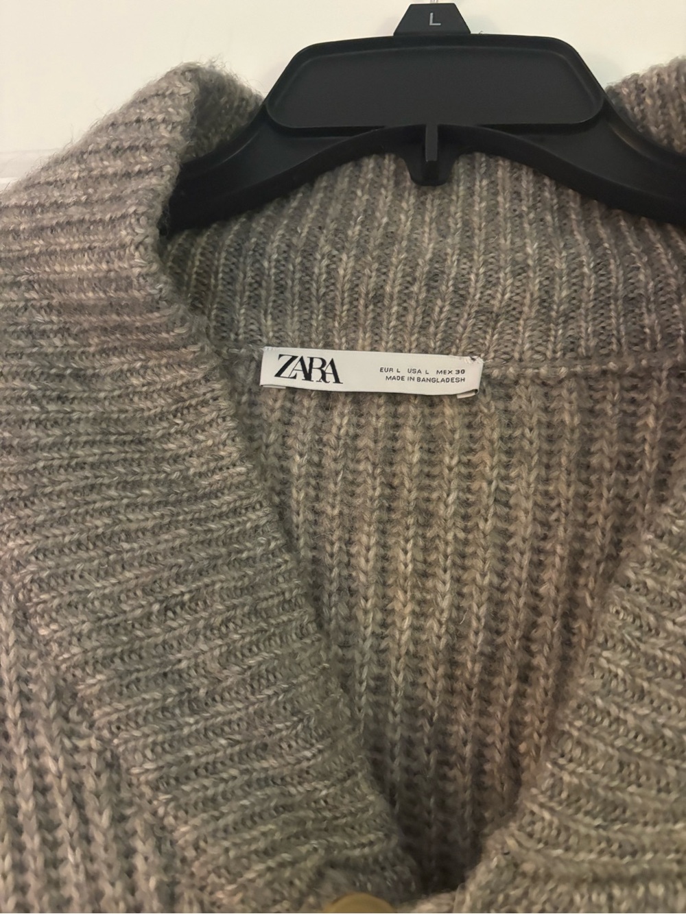 Zara Beige-Taupe Ribbed Button Cardigan - Picture 2 of 3
